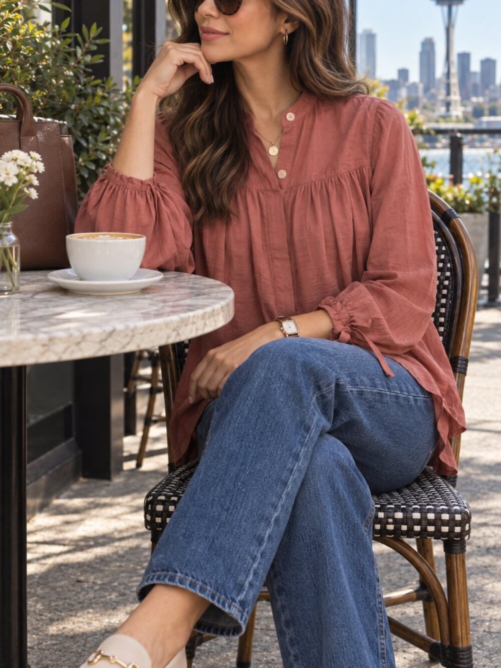 Abercrombie & Fitch Dusty Rose Pleated Long Sleeve Blouse Size XS